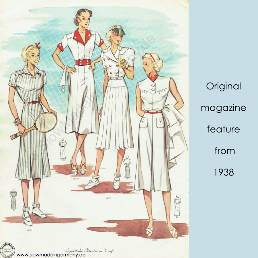 1938 Dress pattern in 96 cm/ 37.8" or 88 cm/ 34.6" bust
