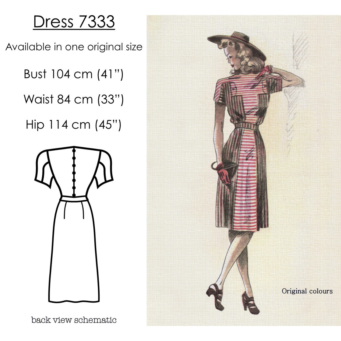 1942 Dress pattern in 104 cm/ 41" bust