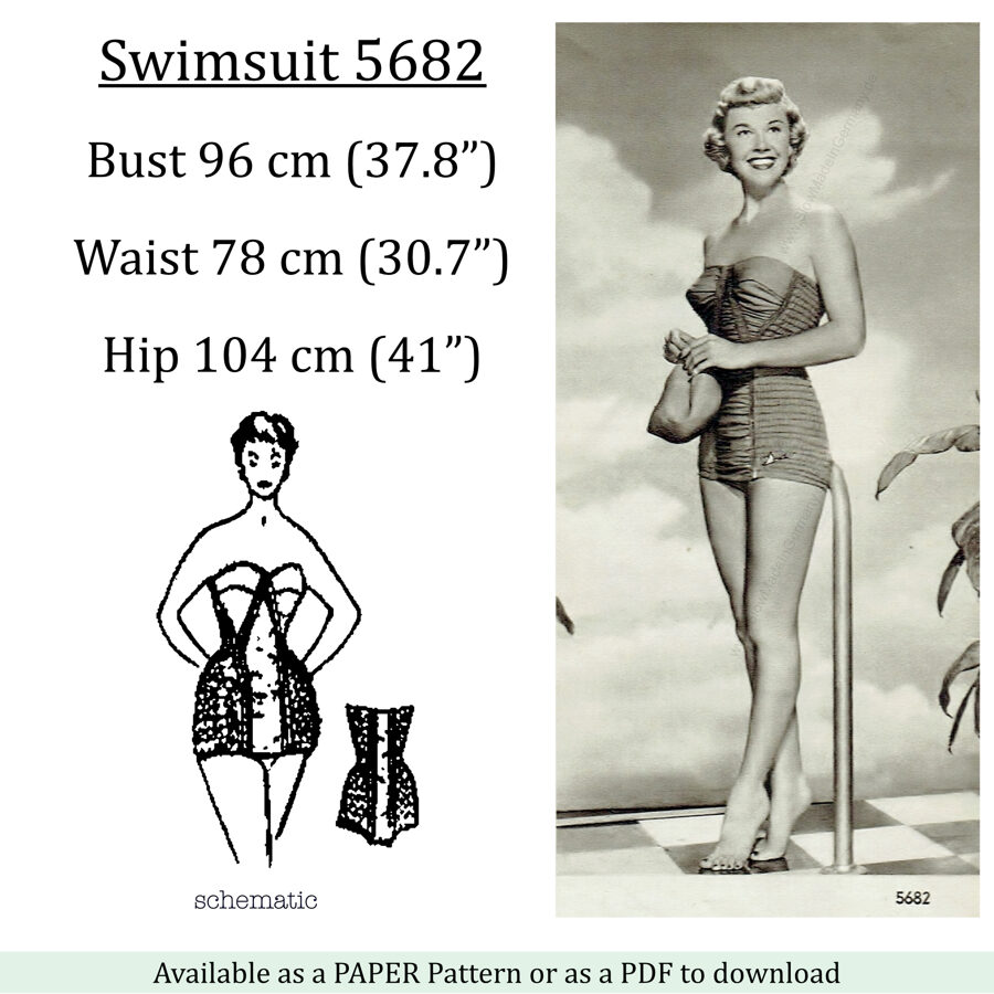 1953 Swimsuit PDF pattern in 96 cm/ 37.8" bust