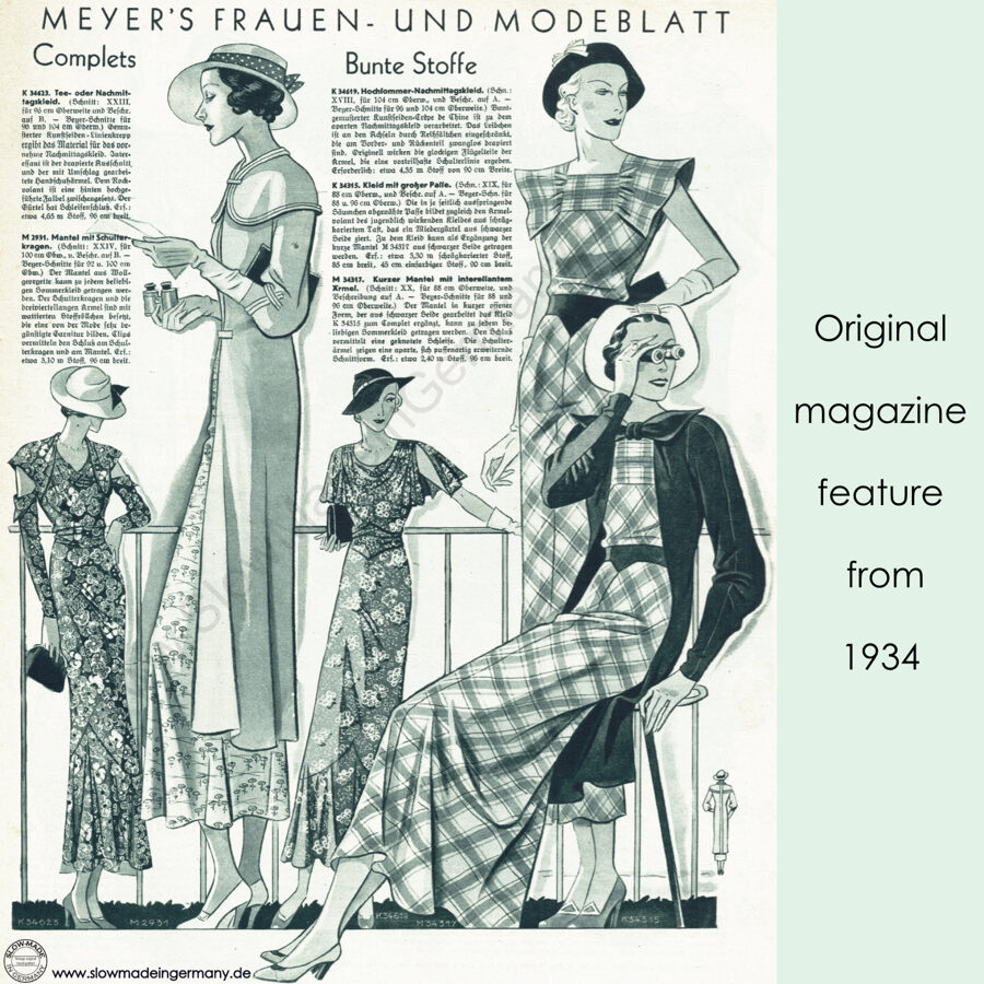 1936 Dress pattern in 96 cm/ 37.8" bust