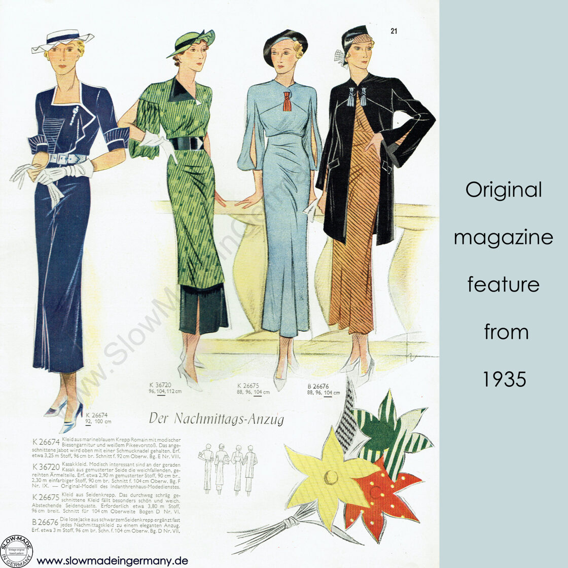 1935 Dress pattern in 104 cm/ 41" bust