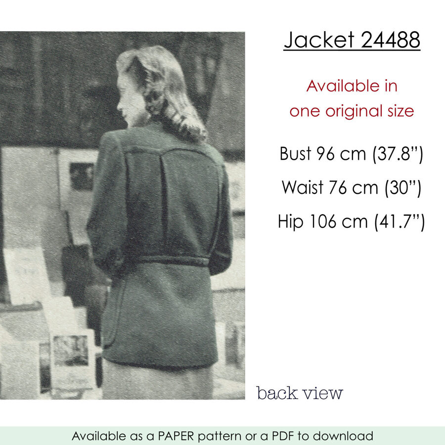 1942 Jacket PDF pattern in 96 cm/ 37.8" bust