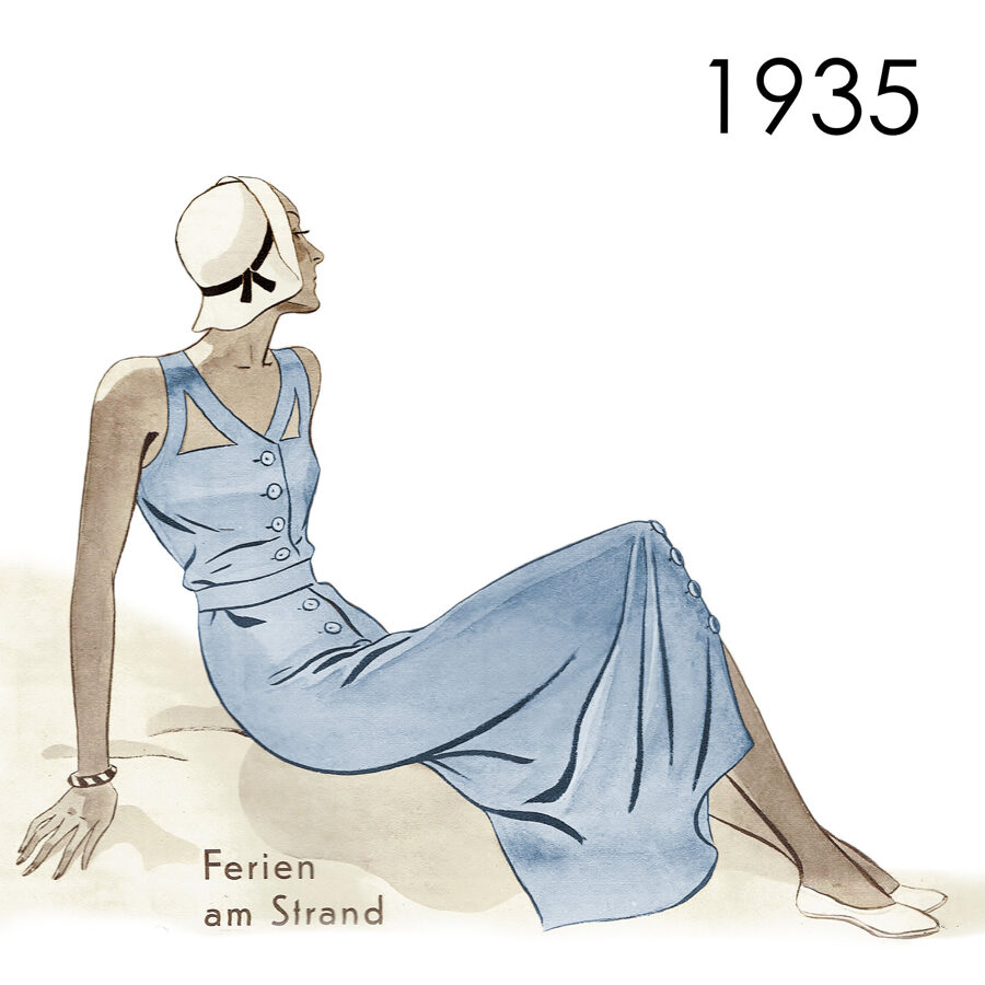1935 Dress pattern in 88 cm/ 34.6" or 96 cm/ 37.8" bust