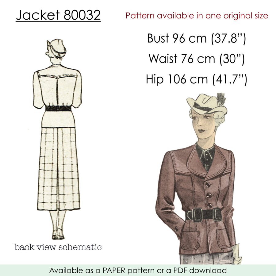 1935 Jacket PDF patttern in 96 cm/ 37.8" bust