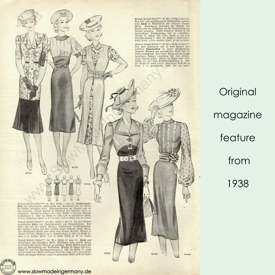1938 Dress pattern in 90 cm/ 35.4" bust