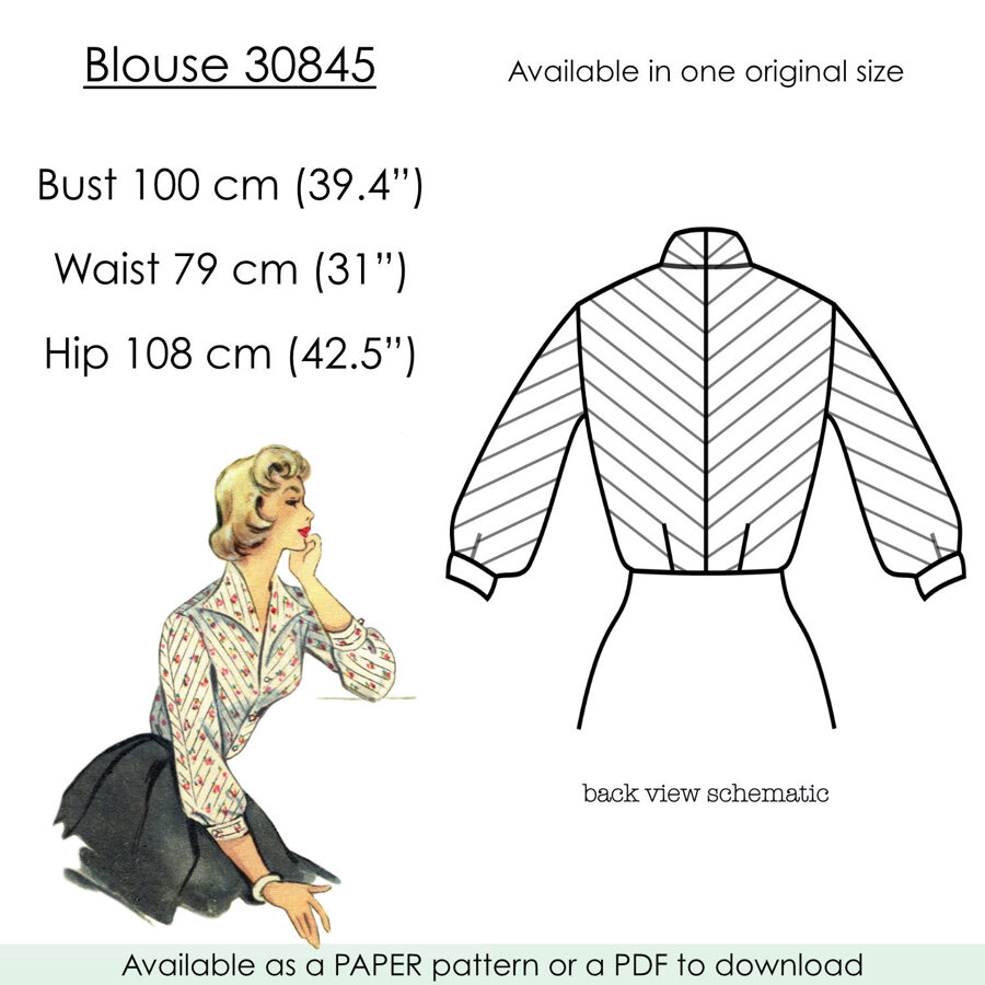 1956 Blouse PDF pattern in 100 cm/39.4" bust