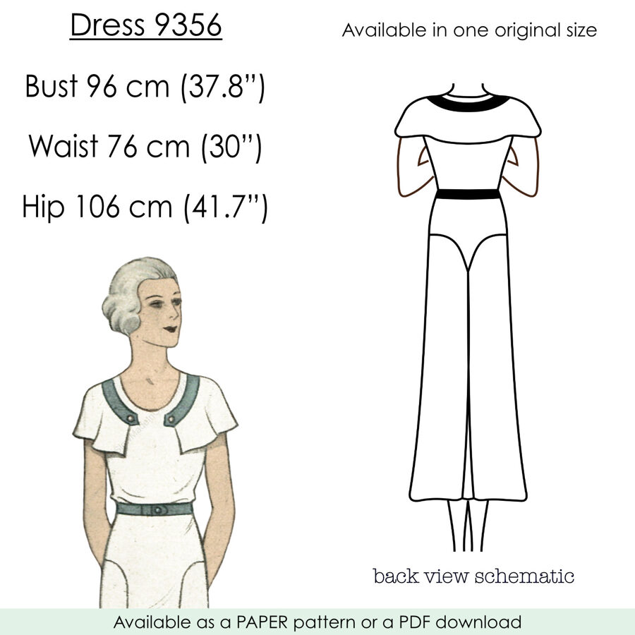 1932 Dress pattern in 96 cm/ 37.8" bust