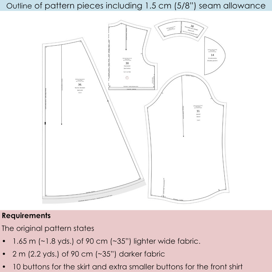 1951 Dress PDF pattern in 96 cm/ 37.8" bust