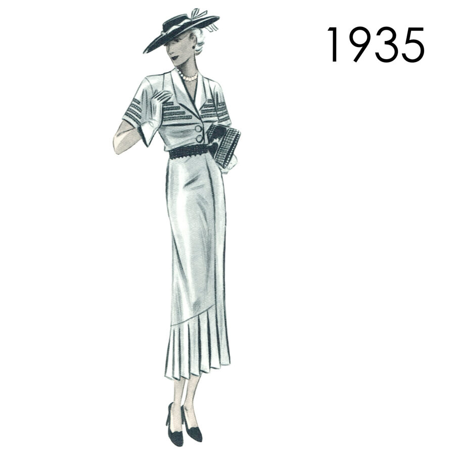 1935 Dress pattern in 96 cm/ 37.8" bust