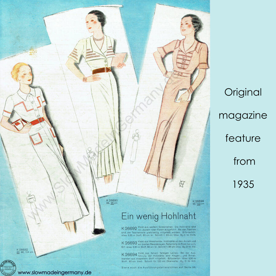 1935 Dress pattern in 96 cm/ 37.8" bust