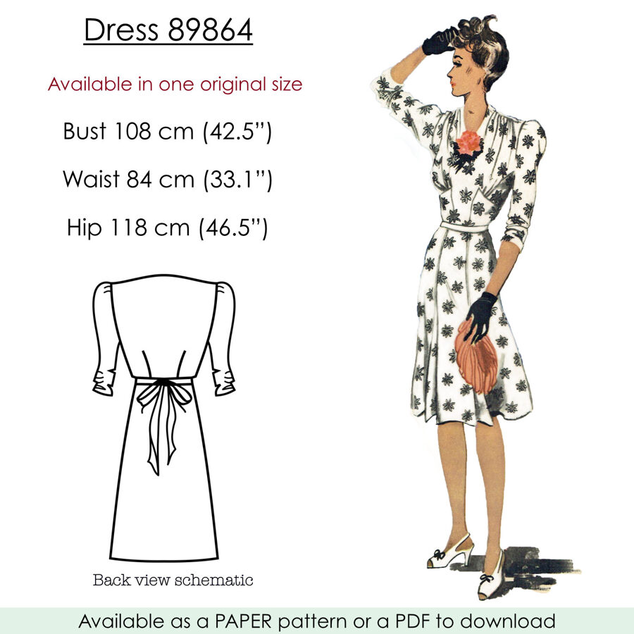 1941 Dress pattern in 108 cm/ 42.5" bust