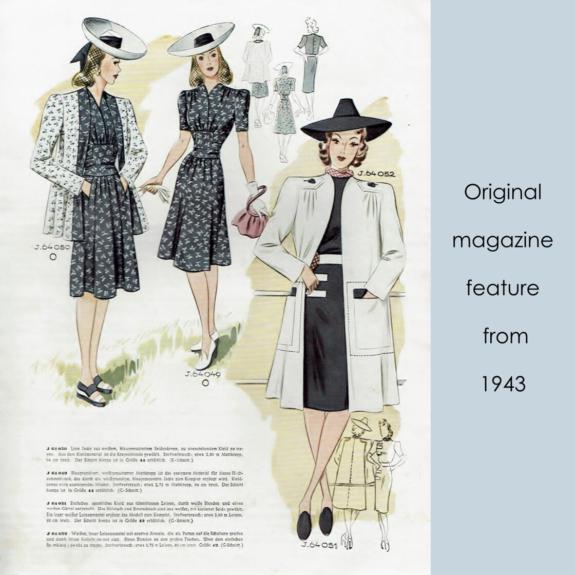 1941 Dress & Jacket pattern in 96 cm/ 37.8" bust