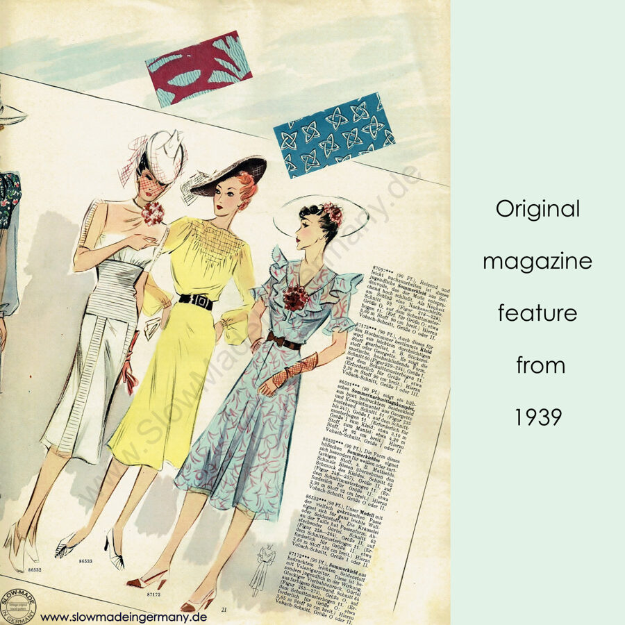1939 Dress pattern in 96 cm/ 37.8" bust