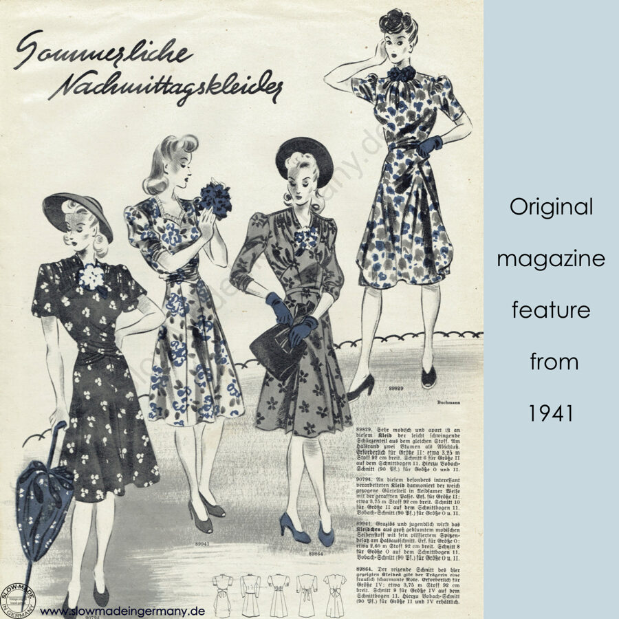 1941 Dress pattern in 96 cm/ 37.8" bust