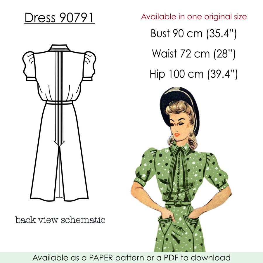 1941 Dress pattern in 90 cm/ 35.4" bust