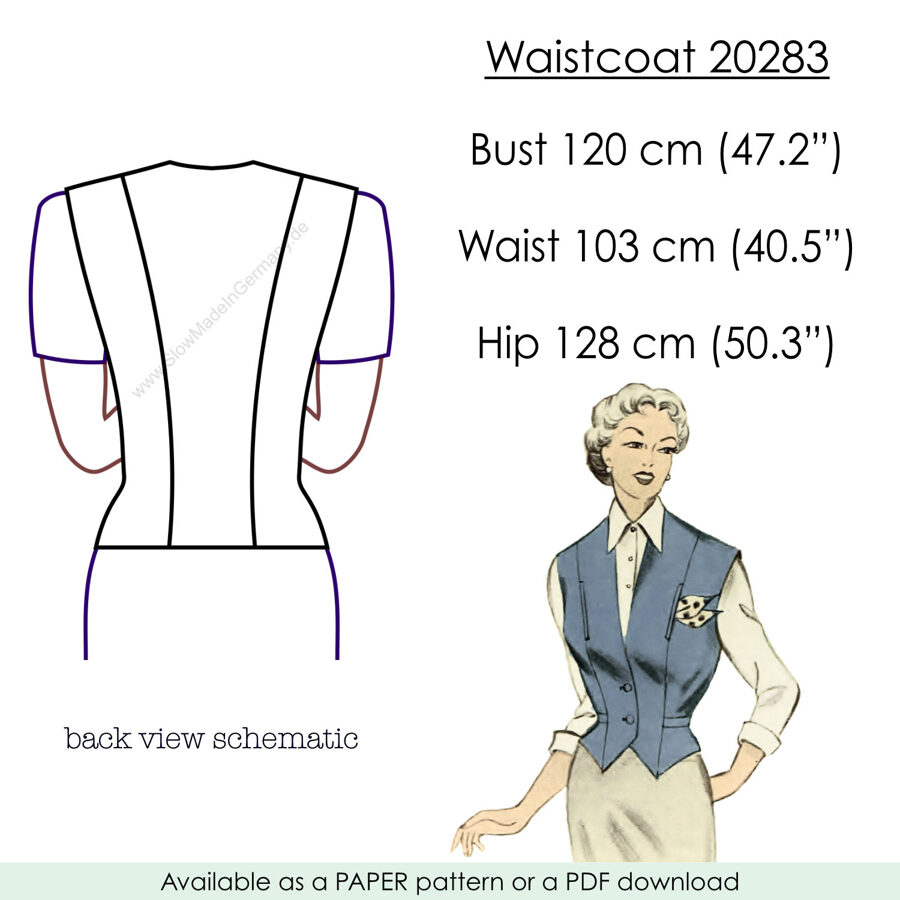 1955 Waistcoat PDF pattern in 120 cm/ 47.2" bust