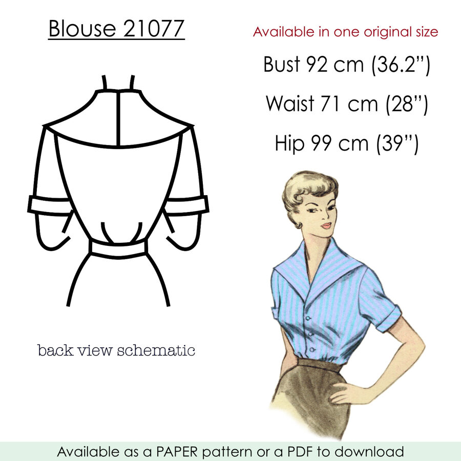 1955 Blouse PDF pattern in 92 cm/36" bust