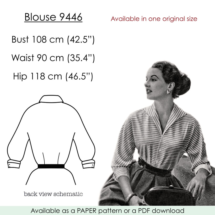 1957 Blouse PDF pattern in 108 cm/ 42.5" bust