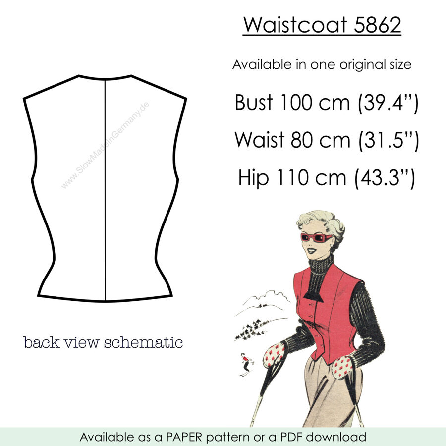 1953 Waistcoat PDF pattern in 100 cm/ 39.4" bust