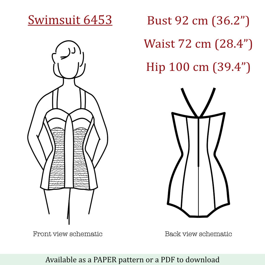 1953 Swimsuit PDF pattern in 92 cm/ 36" bust