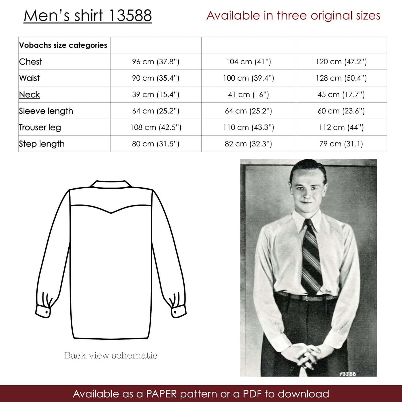 1930s dress shirt 1937 Men's Shirts (ED3089)