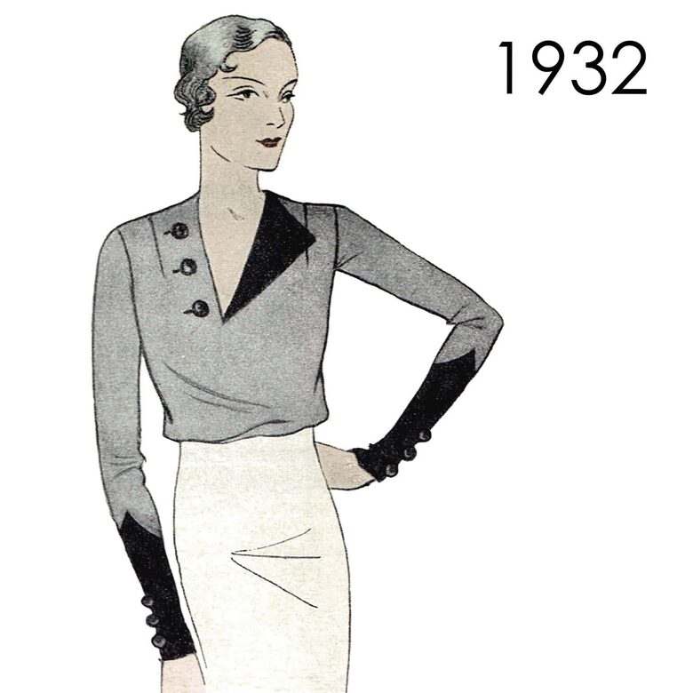 1932 Blouse. Bust 88 cm (34.6")