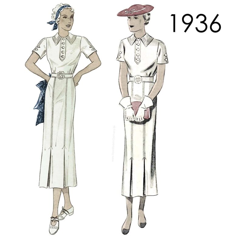 1936 Dress. Bust 96 cm or 102 cm (38" or 40")