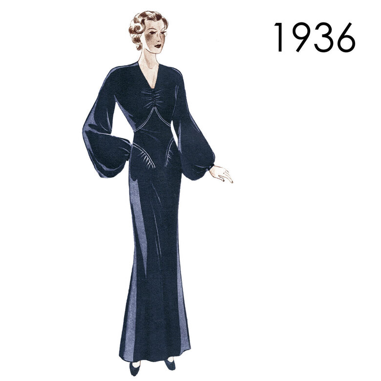 1936 Gown. Bust 108 cm (42.5")