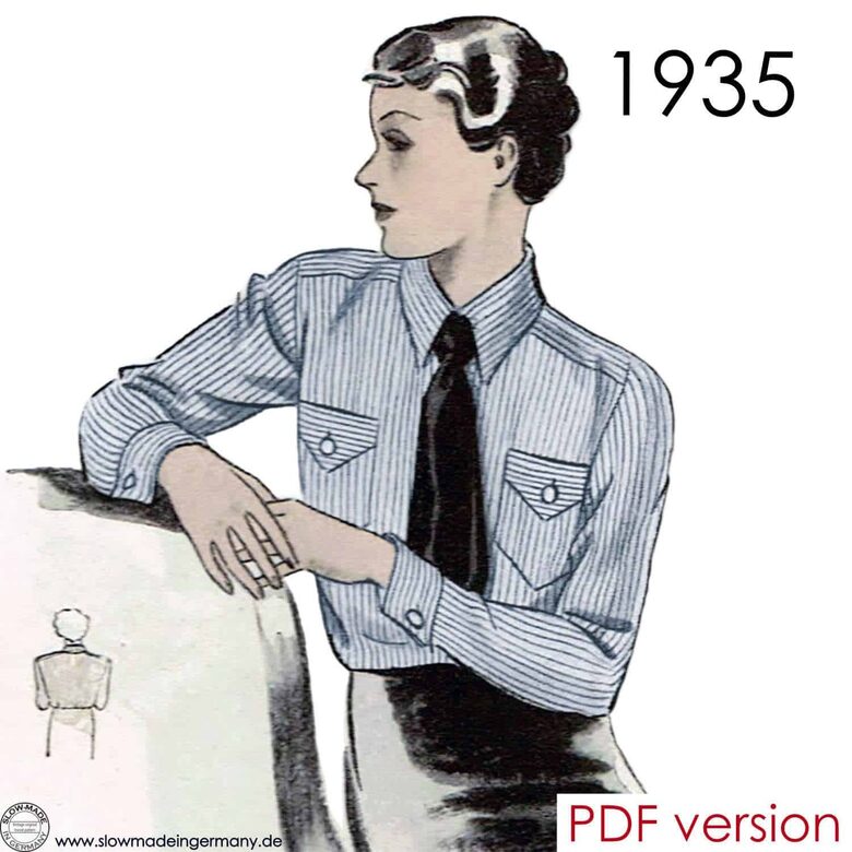 1935 Blouse. Bust 102 cm (40"). PDF pattern.