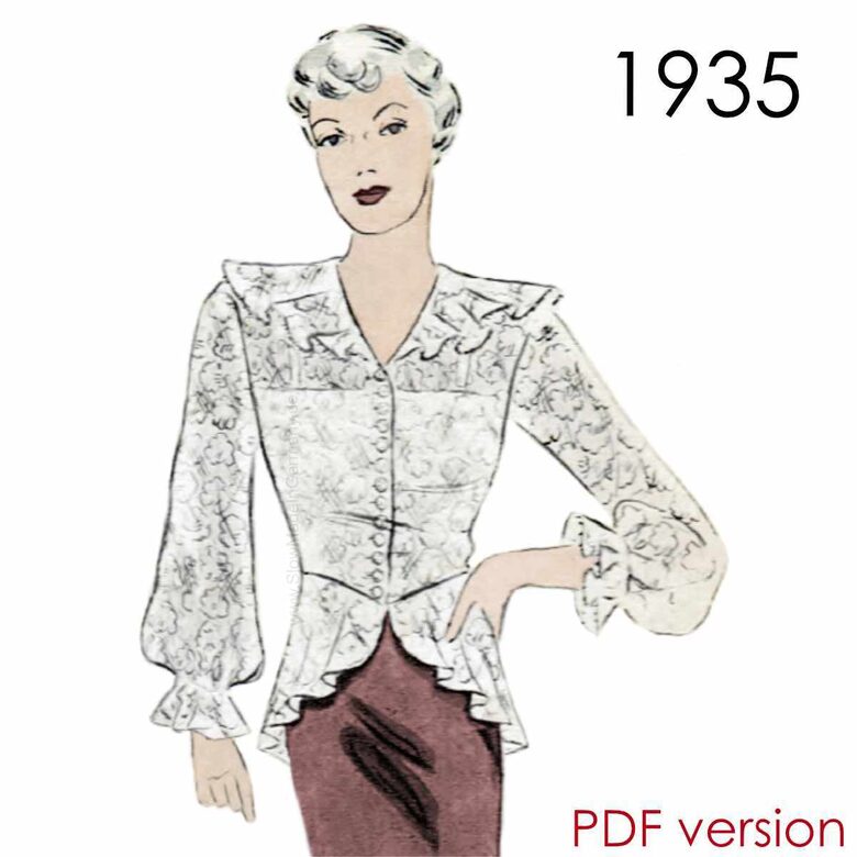 1935 Lace Blouse. Bust 102 cm (40"). PDF