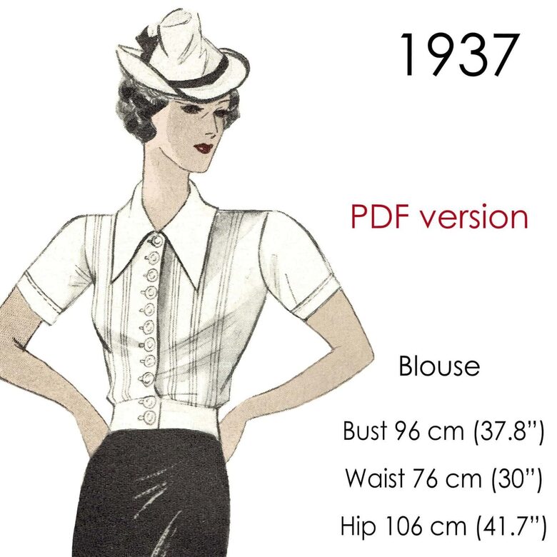 1937 Blouse. Bust 96 cm (37.8"). PDF