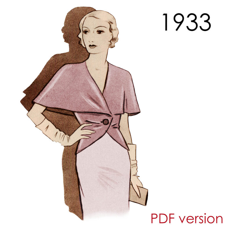 1933 Velvet Jacket. Bust 90 cm (35.4"). PDF pattern.