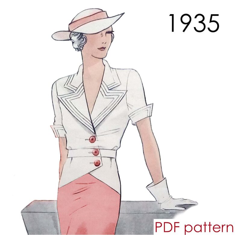 1935 Blouse. Bust 96 cm (37.8"). PDF