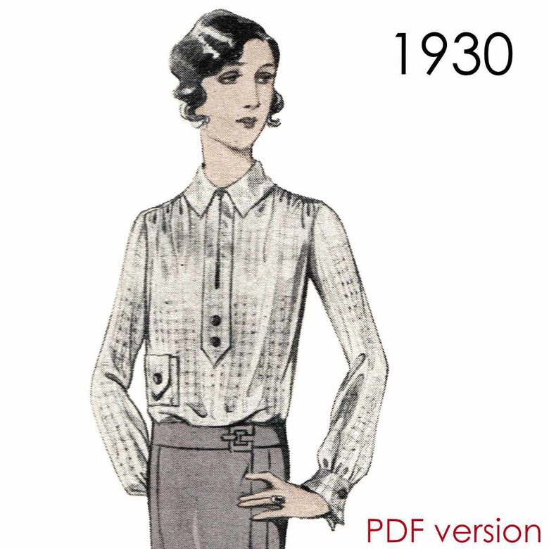 1930 Blouse. Bust 96 cm (37.8"). PDF