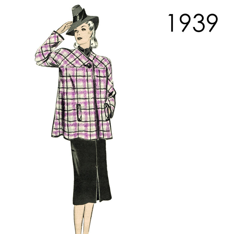 1939 Swing Coat. Bust 88 cm (34.6")