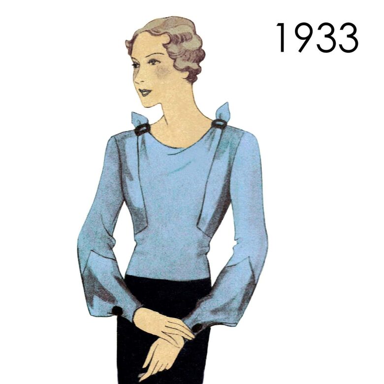 1933 Blouse. Busts 96 or 108 cm (37.8" or 42.5").
