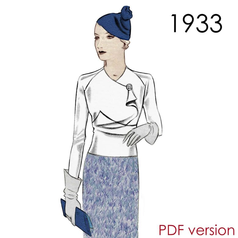 1933 Blouse. Bust 102 cm (40"). PDF pattern.