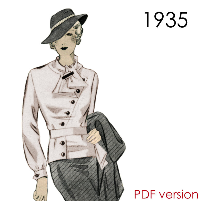 1935 Blouse. Bust 108 cm (42.5"). PDF pattern.