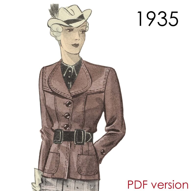 1935 Jacket. Bust 96 cm (37.8"). PDF pattern