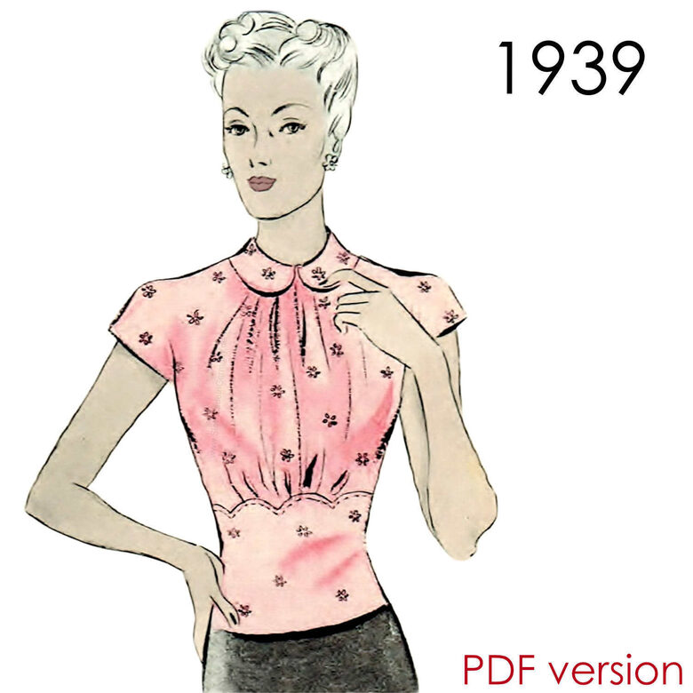 1939 Blouse. Bust 90 cm (35.4"). PDF