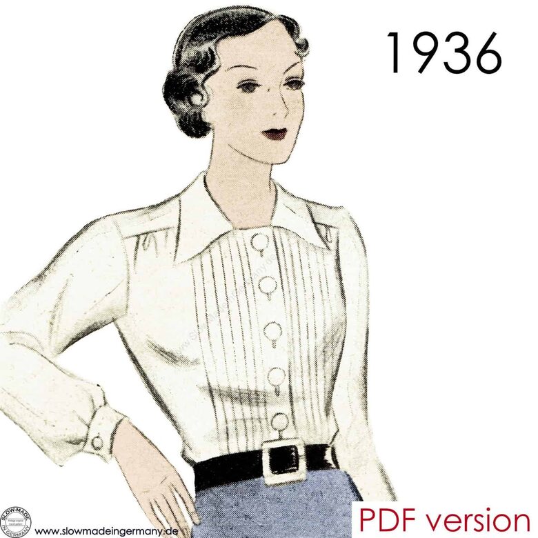 1936 Blouse. Bust 96 cm (37.8"). PDF.