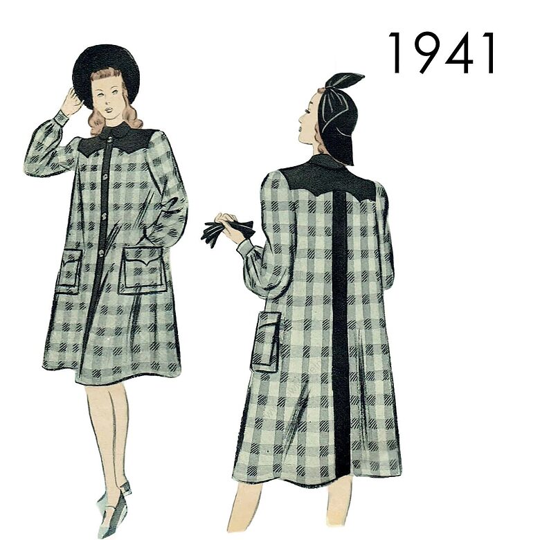 1941 Swing coat. Busts 88 or 96 cm (34.6" or 37.8")