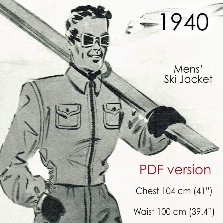1940 Men's Ski jacket. Chest 104 cm (41"). PDF pattern.