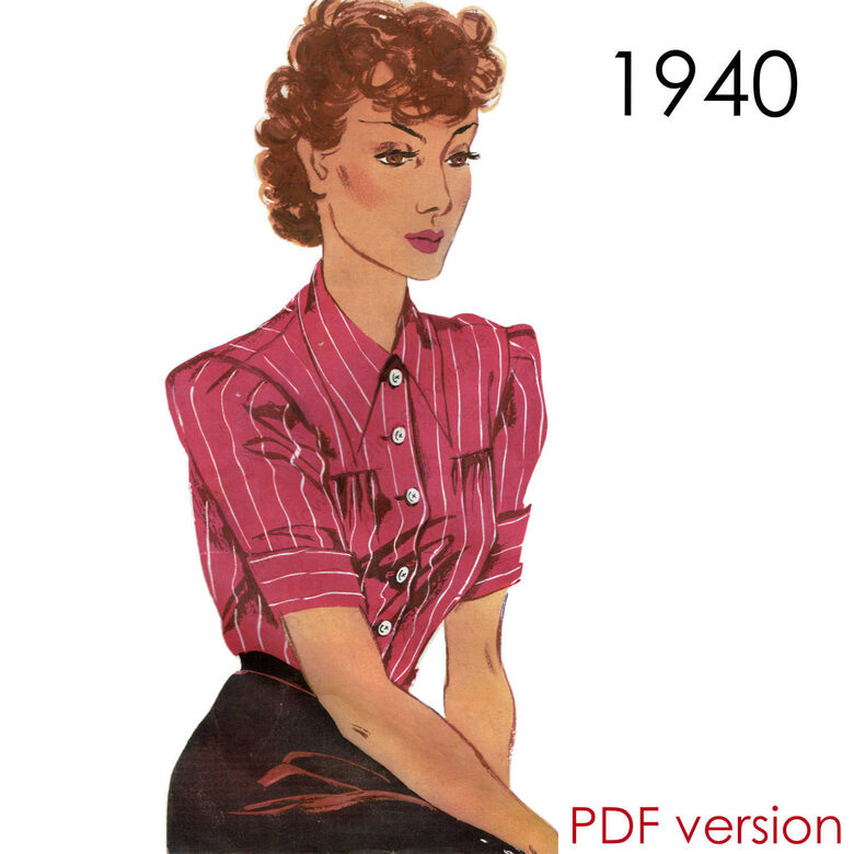 1940 Blouse. Bust 96 cm (37.8"). PDF