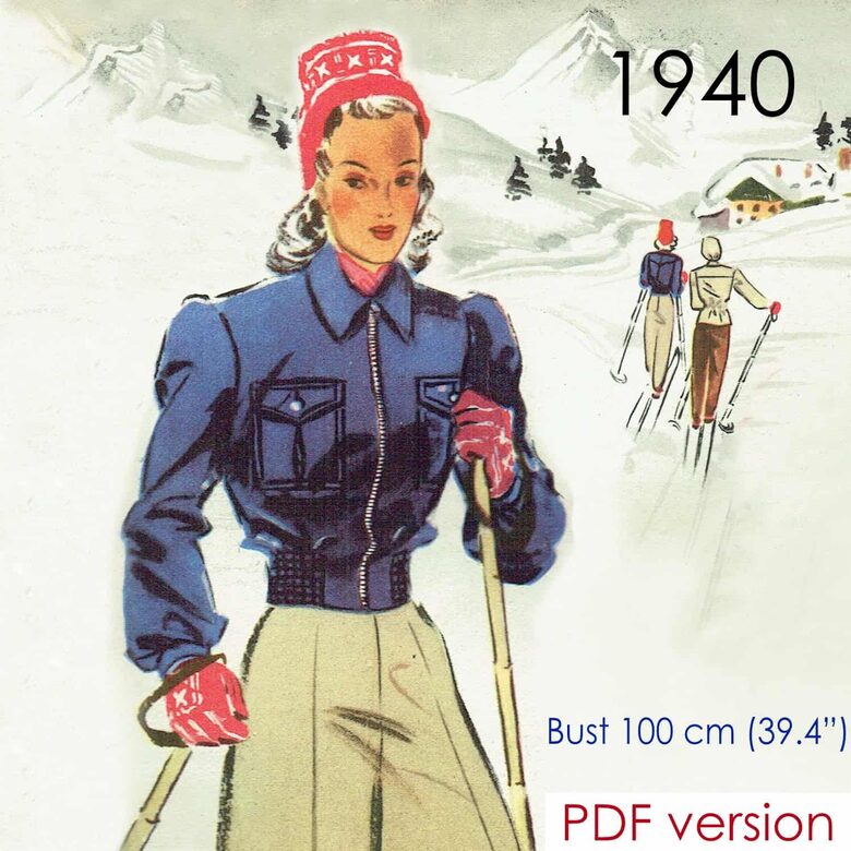 1940 Ski Jacket. Bust 100 cm (39.4"). PDF