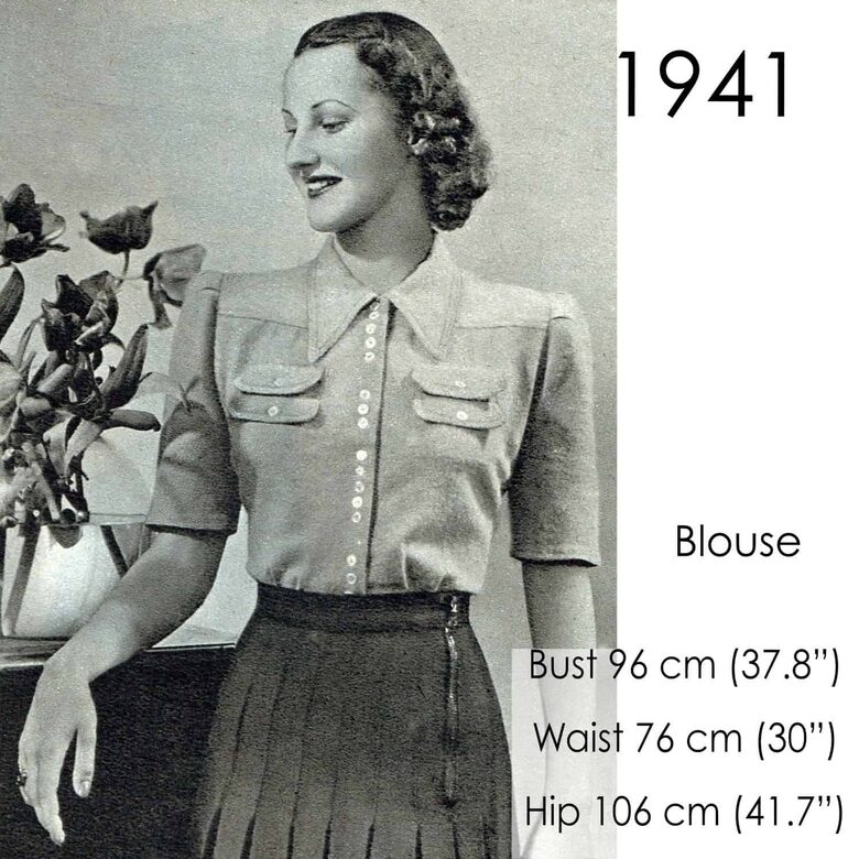 1941 Blouse. Bust 96 cm (37.8")