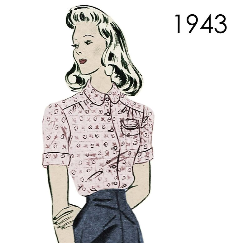 1943 Blouse.  Bust 100 cm (39.4")
