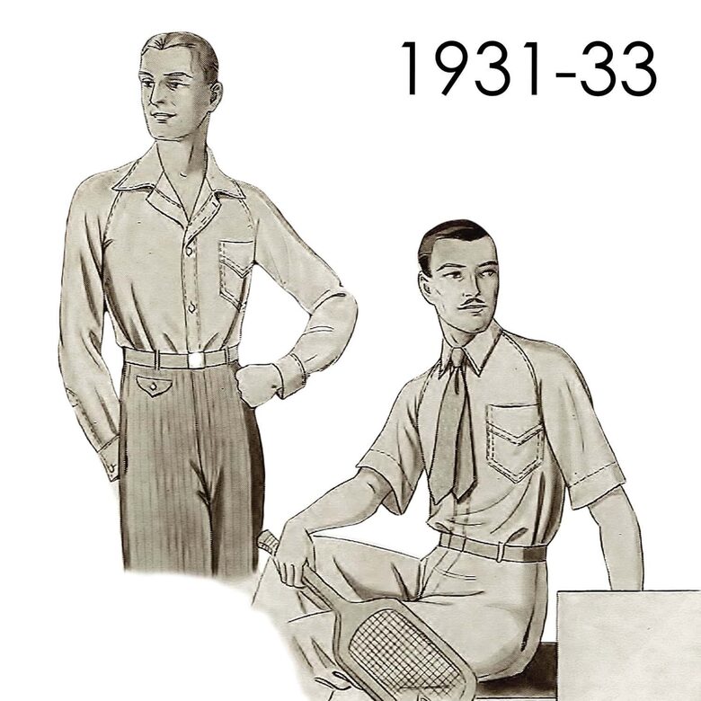 1930s Men's raglan shirt. Neck 36 + 38 cm (14"-15")