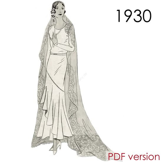1930 Bride dress. Bust 90 cm (35") PDF