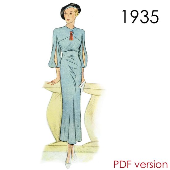 1935 Dress. Bust 104 cm (41"). PDF